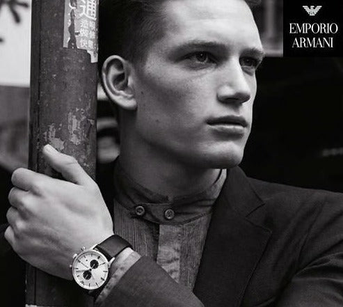  Shop Authentic Emporio Armani Gianni White Dial Black Leather Strap Watch For Men - AR0385 - Luxxuri