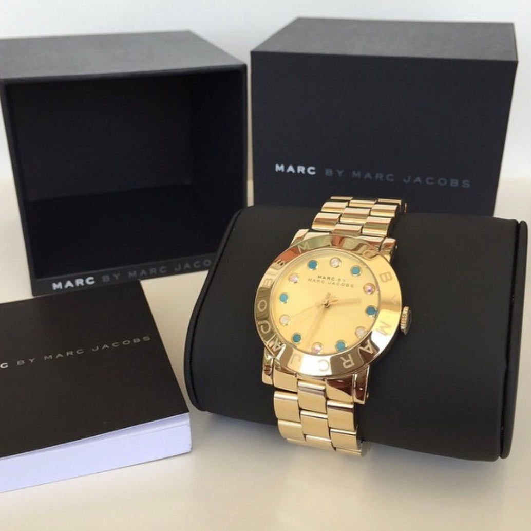  Shop Authentic Marc Jacobs Amy Dexter Gold Dial Gold Steel Strap Watch for Women - MBM3215 - Luxxuri