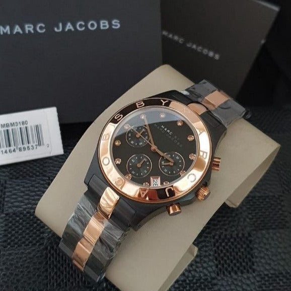  Shop Authentic Marc Jacobs Blade Chronograph Grey Dial Two Tone Steel Strap Watch for Women - MBM8583 - Luxxuri