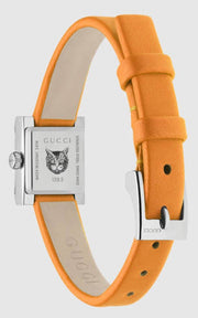  Shop Authentic Gucci G-Frame Square Mother of Pearl Orange Dial Orange Leather Strap Watch For Women - YA128532 - Luxxuri
