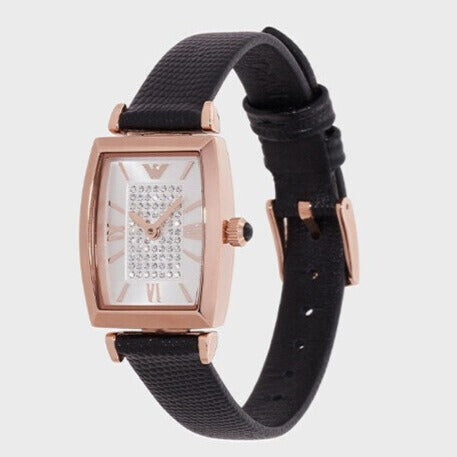  Shop Authentic Emporio Armani Gianni T Bar Quartz White Dial Black Leather Strap Watch For Women - AR11408 - Luxxuri