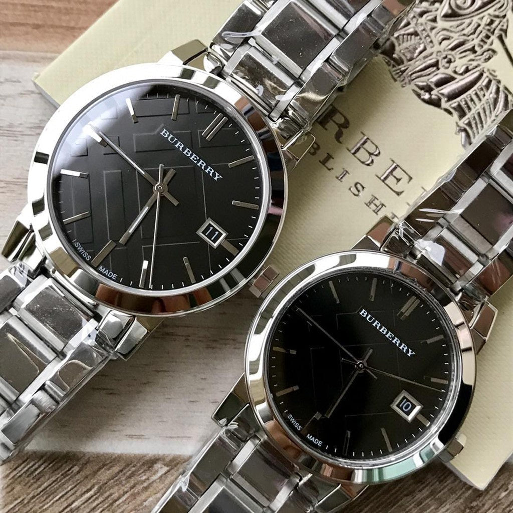  Shop Authentic Burberry The City Black Dial Silver Stainless Steel Strap Watch for Women - BU9001 - Luxxuri