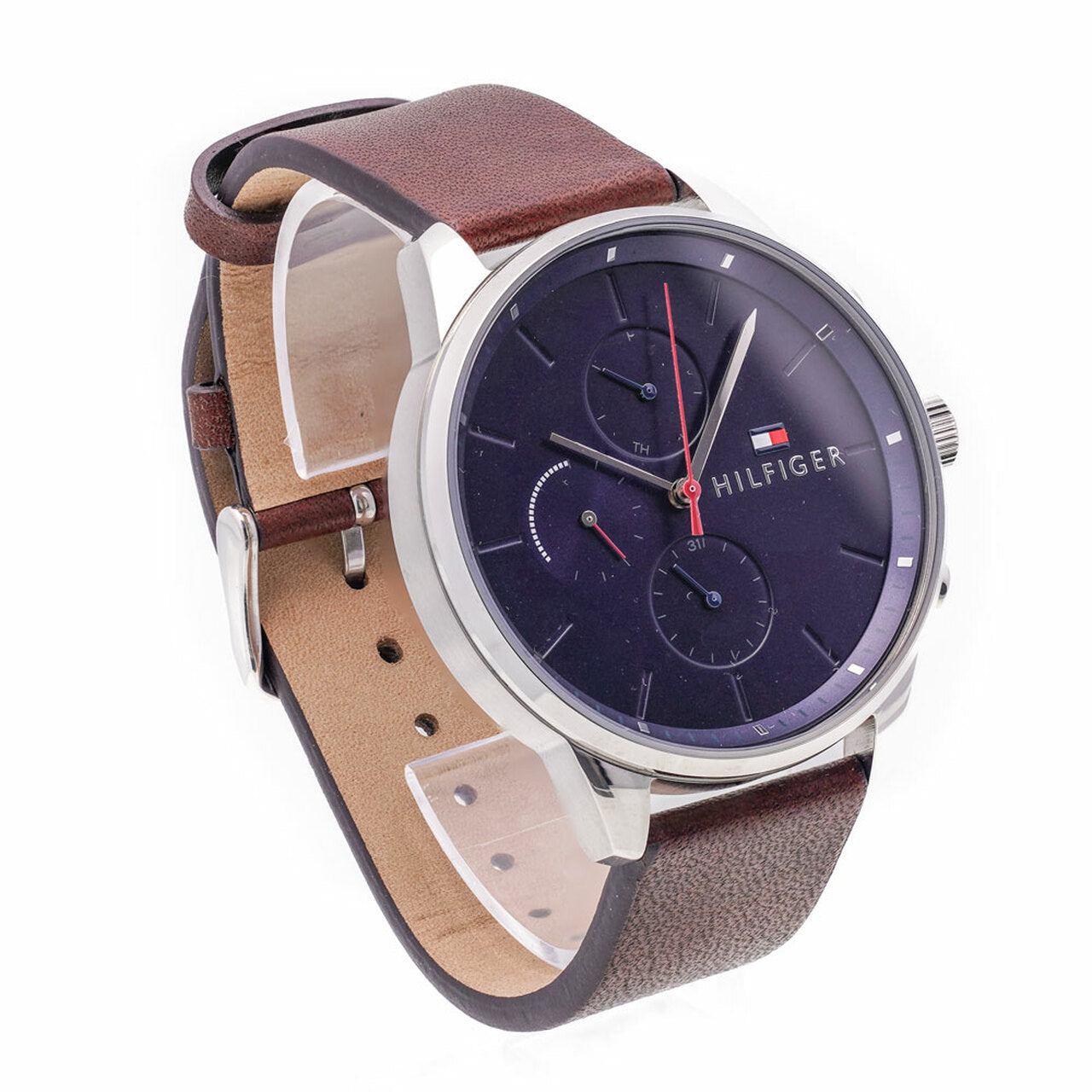  Shop Authentic Tommy Hilfiger Chase Chronograph Grey Dial Brown Leather Strap Watch For Men - 1791487 - Luxxuri