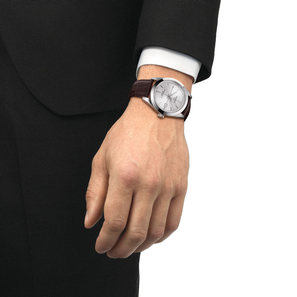  Shop Authentic Tissot Gentleman Powermatic 80 Silicium Silver Dial Brown Leather Strap Watch For Men - T127.407.16.031.01 - Luxxuri