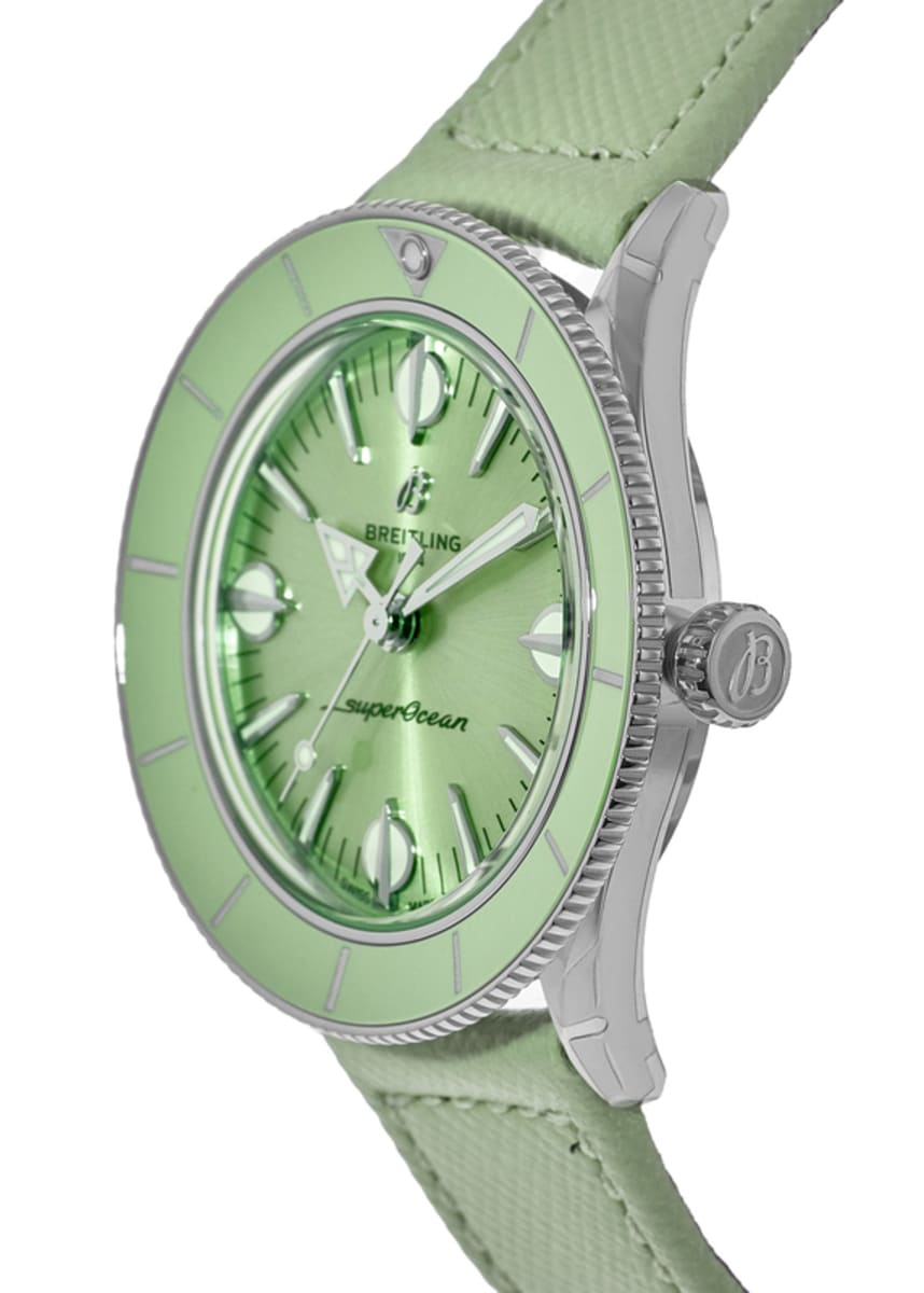  Shop Authentic Breitling Superocean Heritage '57 Pastel Paradise Green Dial Green Leather Strap Watch for Women - A10340361L1X1 - Luxxuri