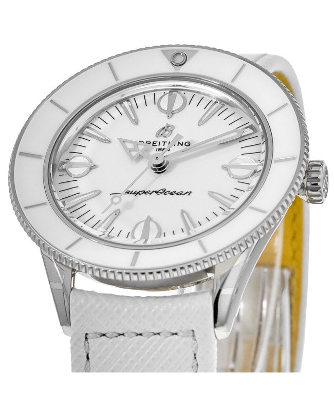  Shop Authentic Breitling Superocean Heritage '57 Pastel Paradise White Dial White Leather Strap Watch for Women - A10340A71A1X1 - Luxxuri