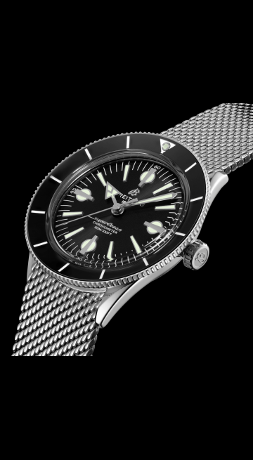  Shop Authentic Breitling Superocean Heritage '57 Black Dial Silver Mesh Bracelet Watch for Men - A10370121B1A1 - Luxxuri