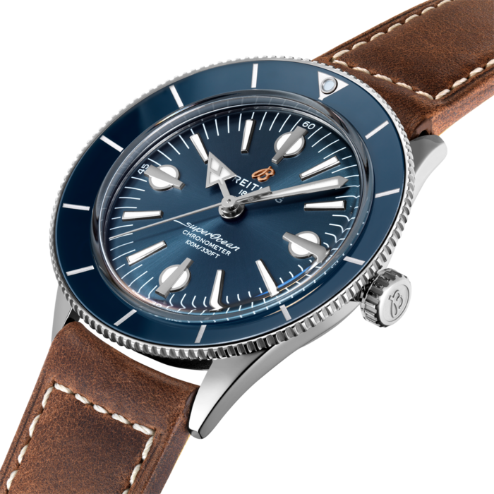  Shop Authentic Breitling Superocean Heritage '57 Blue Dial Brown Leather Strap Watch for Men - A10370161C1X1 - Luxxuri