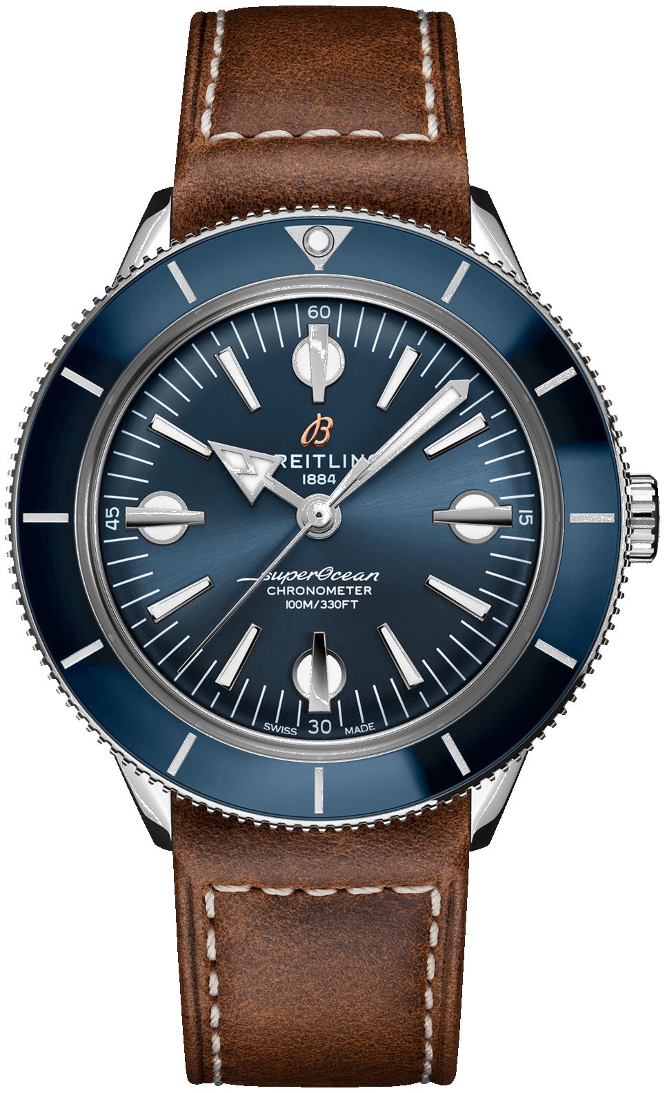  Shop Authentic Breitling Superocean Heritage '57 Blue Dial Brown Leather Strap Watch for Men - A10370161C1X1 - Luxxuri