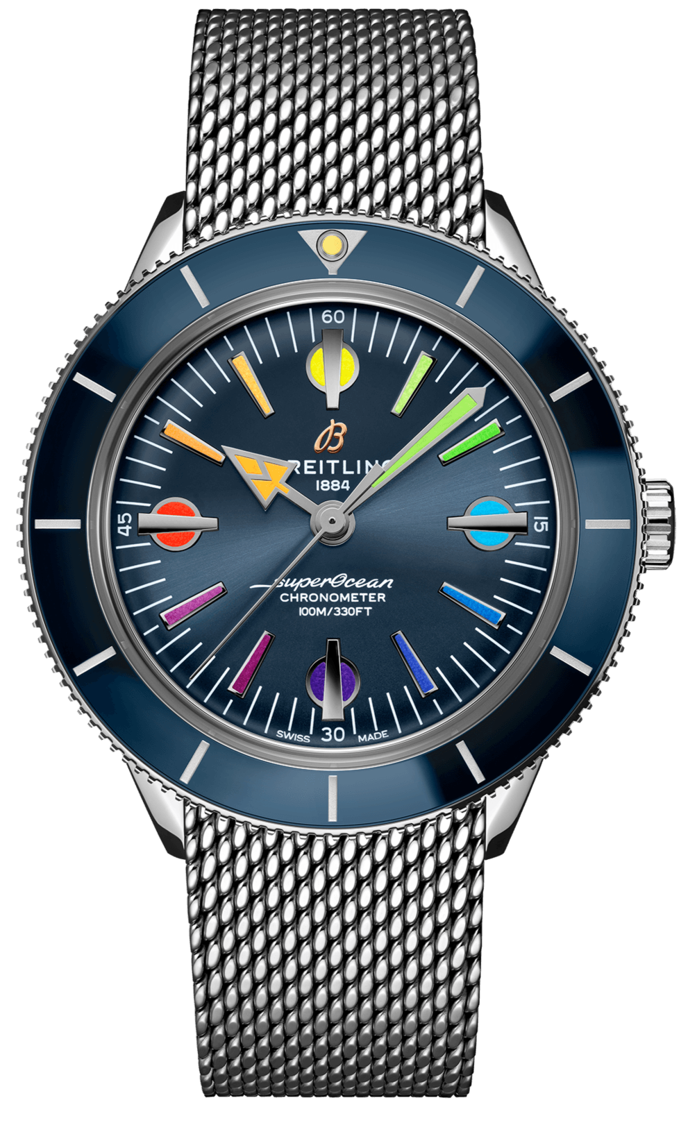  Shop Authentic Breitling Superocean Heritage '57 Special Edition II Blue Dial Silver Mesh Bracelet Watch for Men - A103702A1C1A1 - Luxxuri