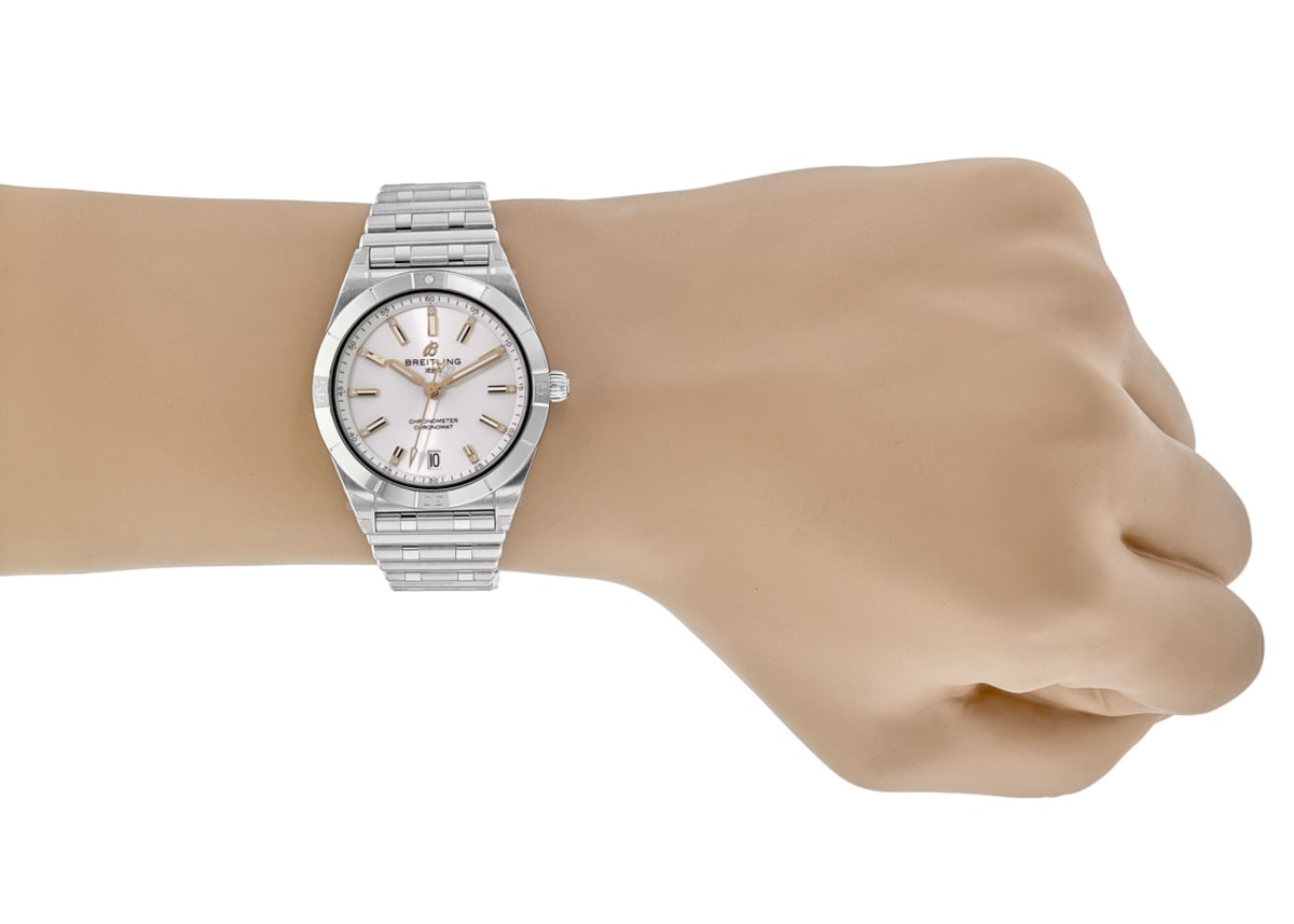  Shop Authentic Breitling Chronomat Automatic 36 White Dial Silver Steel Strap Watch for Women - A10380101A2A1 - Luxxuri