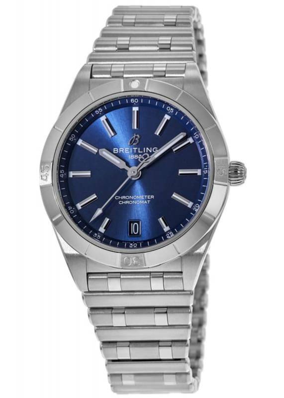  Shop Authentic Breitling Chronomat Automatic 36 Blue Dial Silver Steel Strap Watch for Women - A10380101C1A1 - Luxxuri