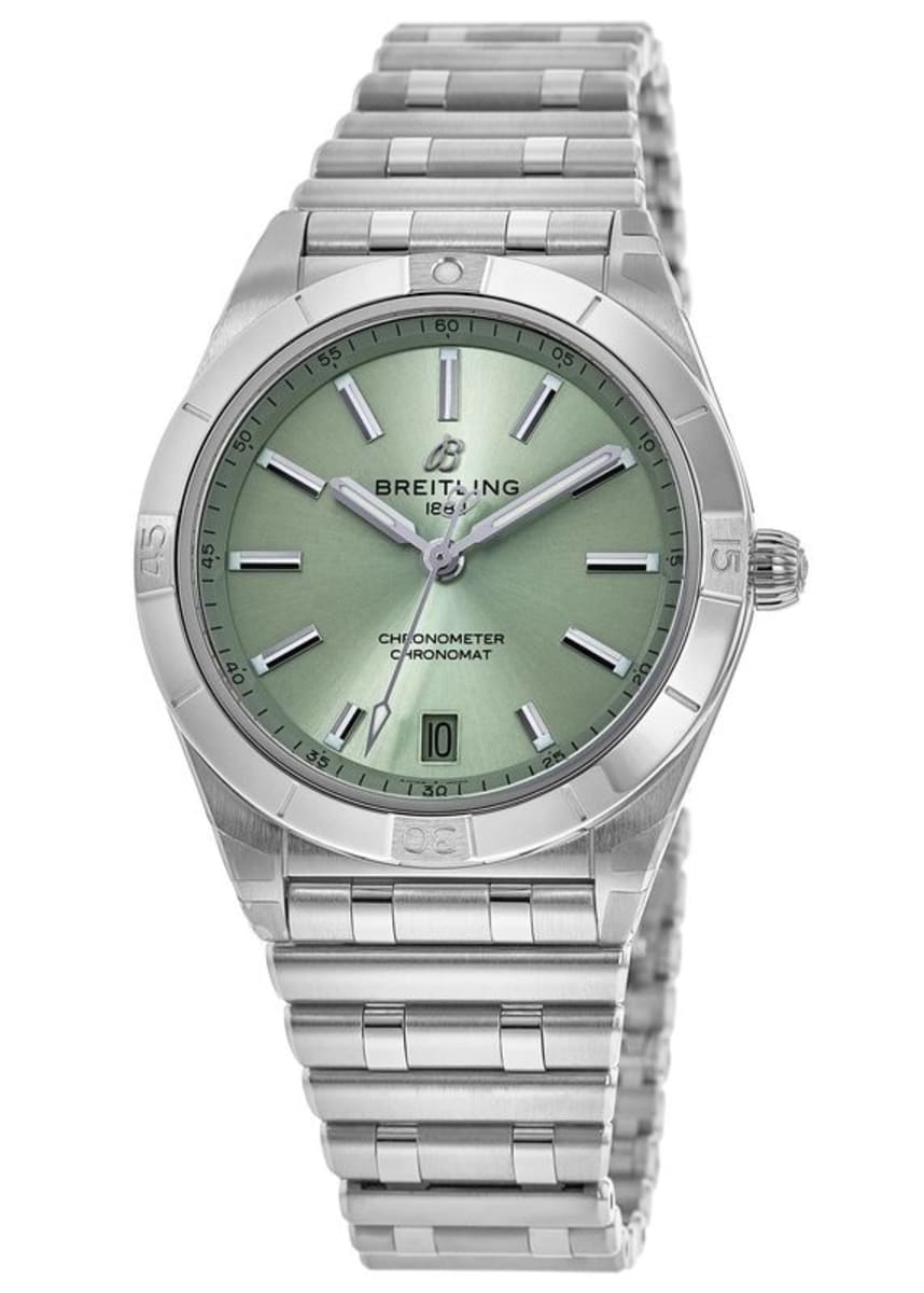  Shop Authentic Breitling Chronomat Automatic 36 Green Dial Silver Steel Strap Watch for Women - A10380101L1A1 - Luxxuri