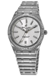  Shop Authentic Breitling Chronomat Automatic 36 Diamonds White Dial Silver Steel Strap Watch for Women - A10380591A1A1 - Luxxuri