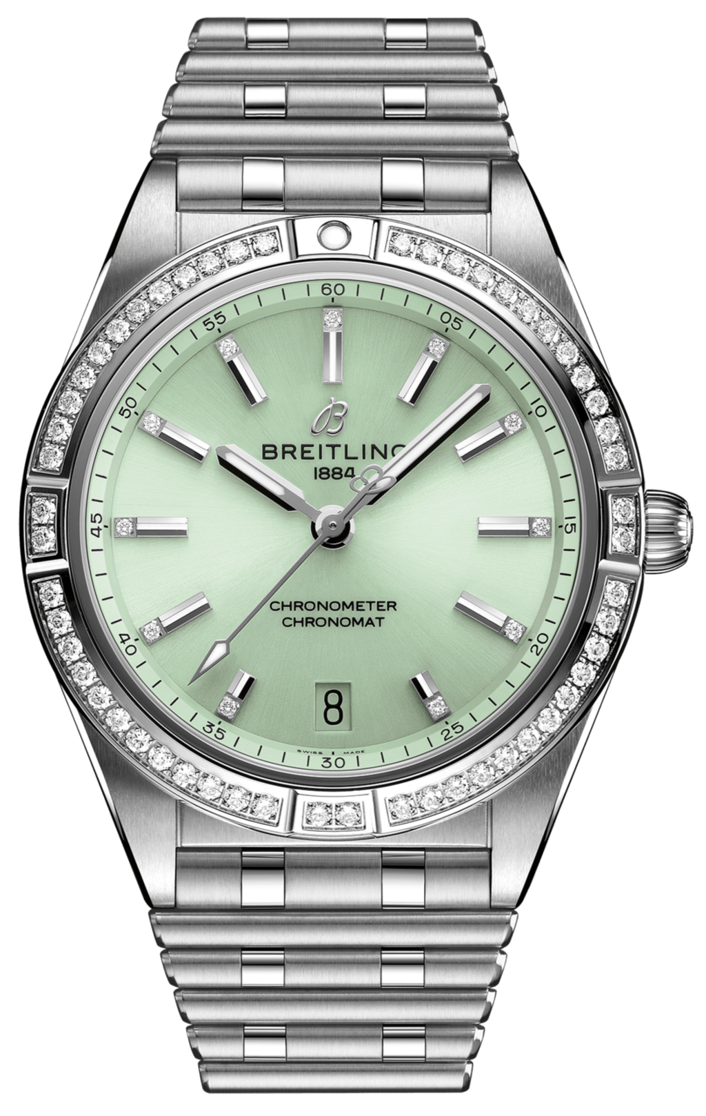  Shop Authentic Breitling Chronomat Automatic 36 Diamonds Green Dial Two Tone Steel Strap Watch for Women - A10380591L1A1 - Luxxuri