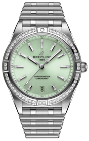  Shop Authentic Breitling Chronomat Automatic 36 Diamonds Green Dial Two Tone Steel Strap Watch for Women - A10380591L1A1 - Luxxuri