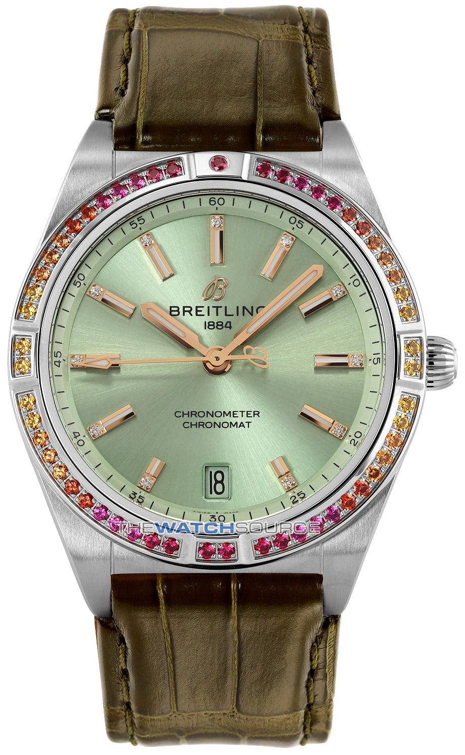  Shop Authentic Breitling Chronomat Automatic 36 South Sea Green Dial Green Leather Strap Watch for Women - A10380611L1P1 - Luxxuri
