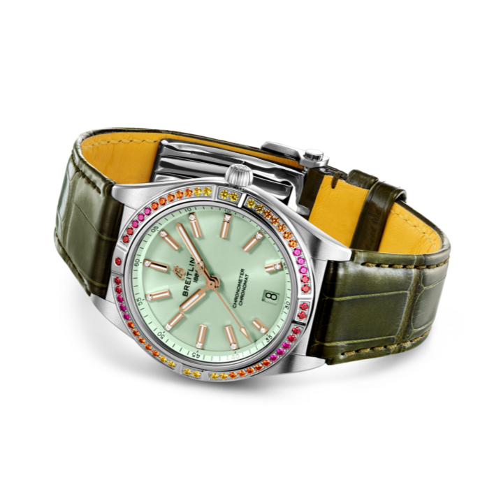  Shop Authentic Breitling Chronomat Automatic 36 South Sea Green Dial Green Leather Strap Watch for Women - A10380611L1P1 - Luxxuri