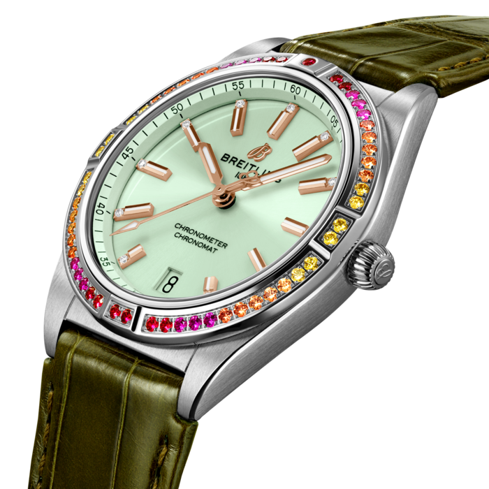  Shop Authentic Breitling Chronomat Automatic 36 South Sea Green Dial Green Leather Strap Watch for Women - A10380611L1P1 - Luxxuri