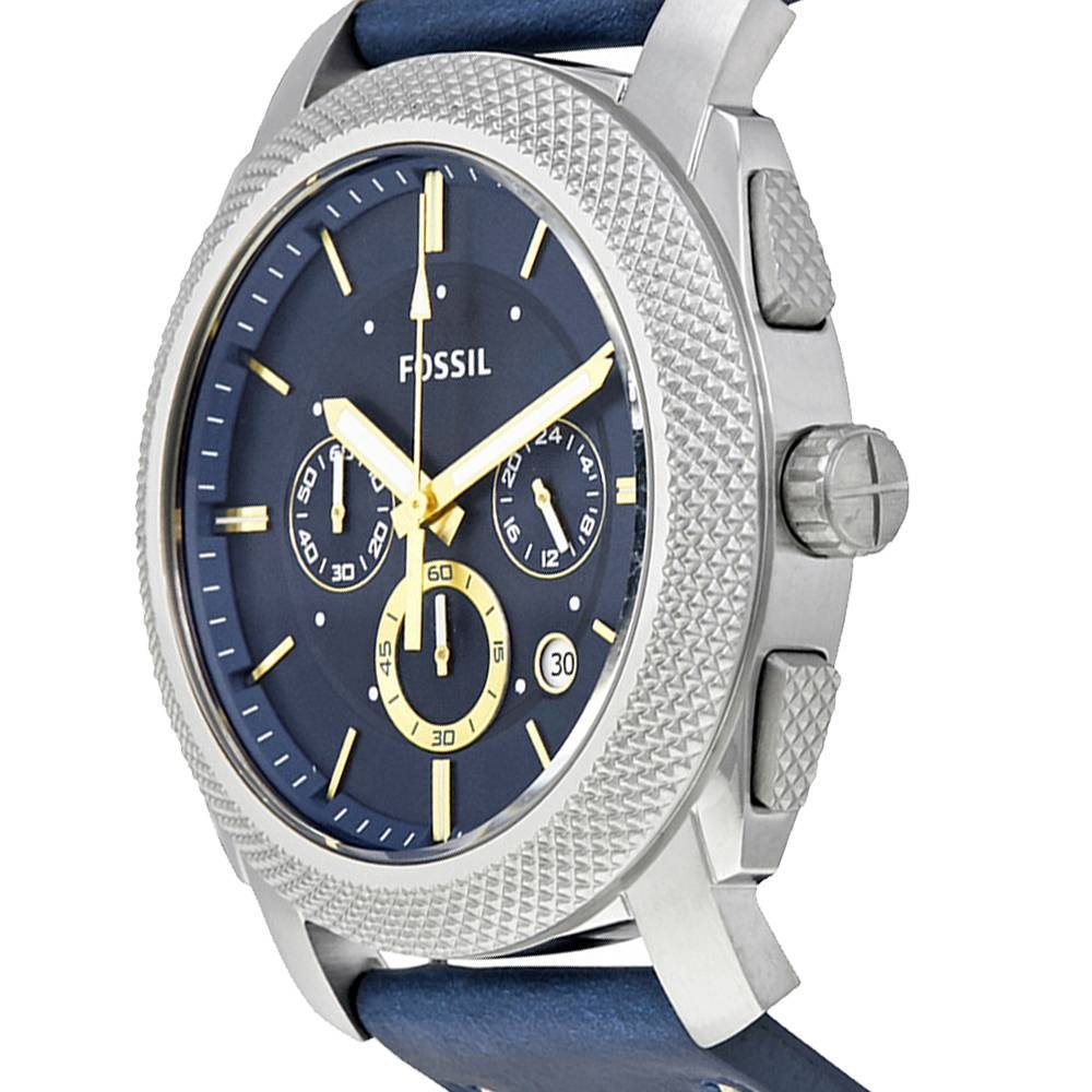  Shop Authentic Fossil Machine Chronograph Blue Dial Blue Leather Strap Watch for Men - FS5262 - Luxxuri