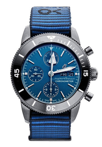  Shop Authentic Breitling Superocean Heritage Chronograph 44 Outerknown Blue Dial Blue NATO Strap Watch for Men - M133132A1C1W1 - Luxxuri