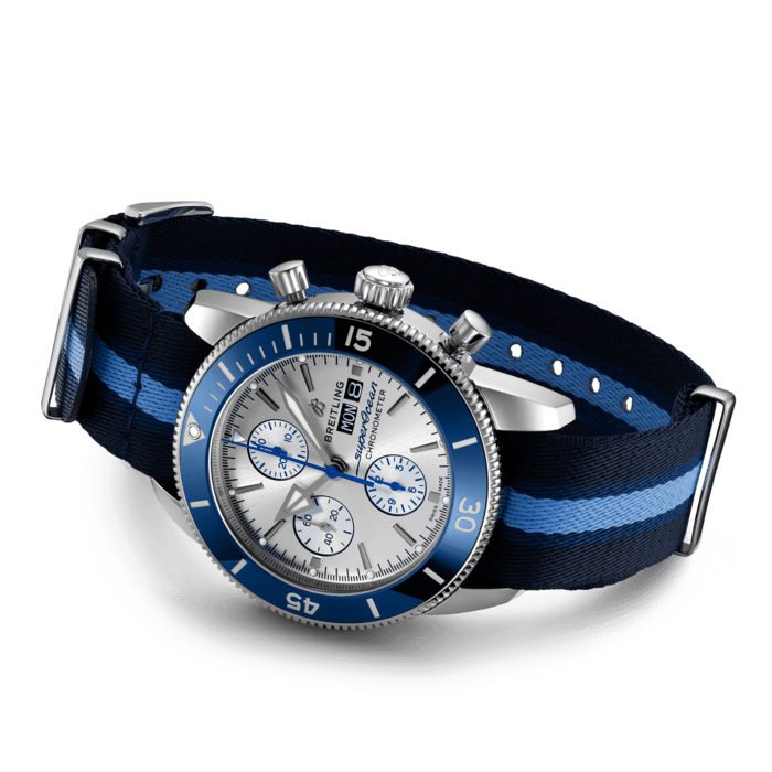  Shop Authentic Breitling Superocean Heritage Chronograph 44 Ocean Conservancy Silver Dial Two Tone NATO Strap Watch for Men - A133131A1G1W1 - Luxxuri