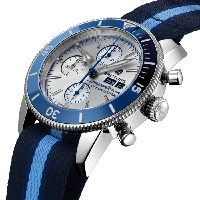  Shop Authentic Breitling Superocean Heritage Chronograph 44 Ocean Conservancy Silver Dial Two Tone NATO Strap Watch for Men - A133131A1G1W1 - Luxxuri