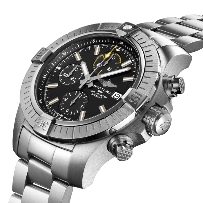  Shop Authentic Breitling Avenger Chronograph 45mm Black Dial Silver Steel Strap Watch for Men - A13317101B1A1 - Luxxuri