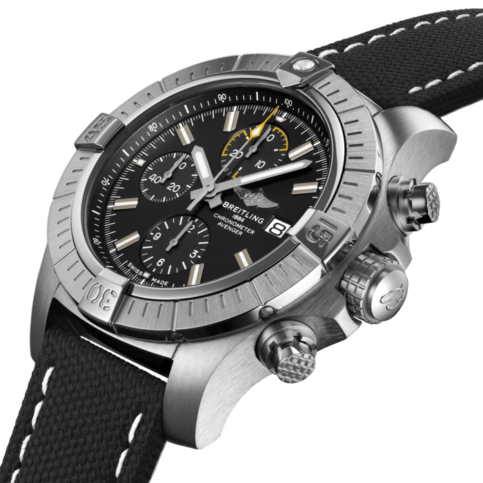  Shop Authentic Breitling Avenger Chronograph 45mm Black Dial Black Leather Strap Watch for Men - A13317101B1X1 - Luxxuri