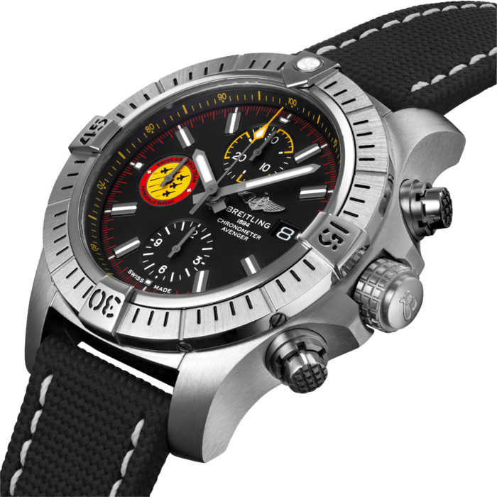  Shop Authentic Breitling Avenger Chronograph 45mm Swiss Air Force Team Black Dial Black Nylon Strap Watch for Men - A133171A1B1X1 - Luxxuri
