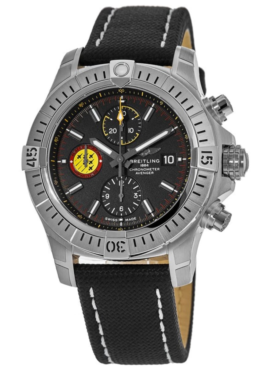  Shop Authentic Breitling Avenger Chronograph 45mm Swiss Air Force Team Black Dial Black Nylon Strap Watch for Men - A133171A1B1X1 - Luxxuri