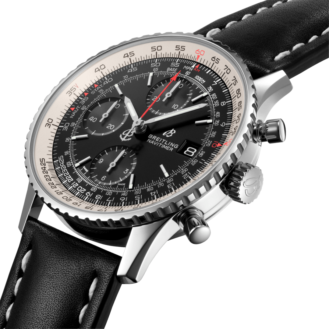  Shop Authentic Breitling Navitimer 1 Chronograph 41mm Automatic Black Dial Black Leather Strap Mens Watch - A13324121B1P1 - Luxxuri