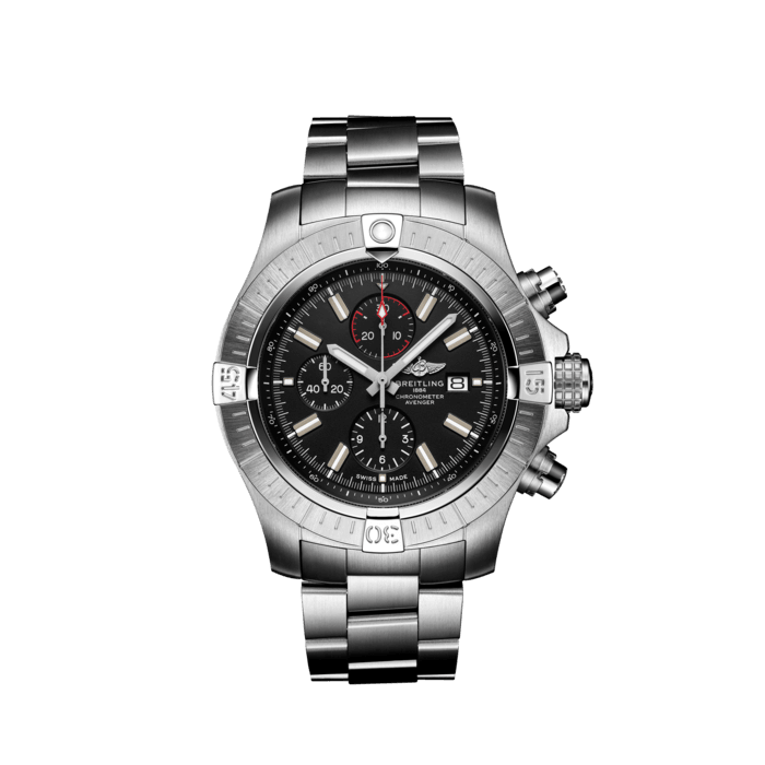  Shop Authentic Breitling Super Avenger Chronograph 48 Black Dial Silver Steel Strap Watch for Men - A13375101B1A1 - Luxxuri
