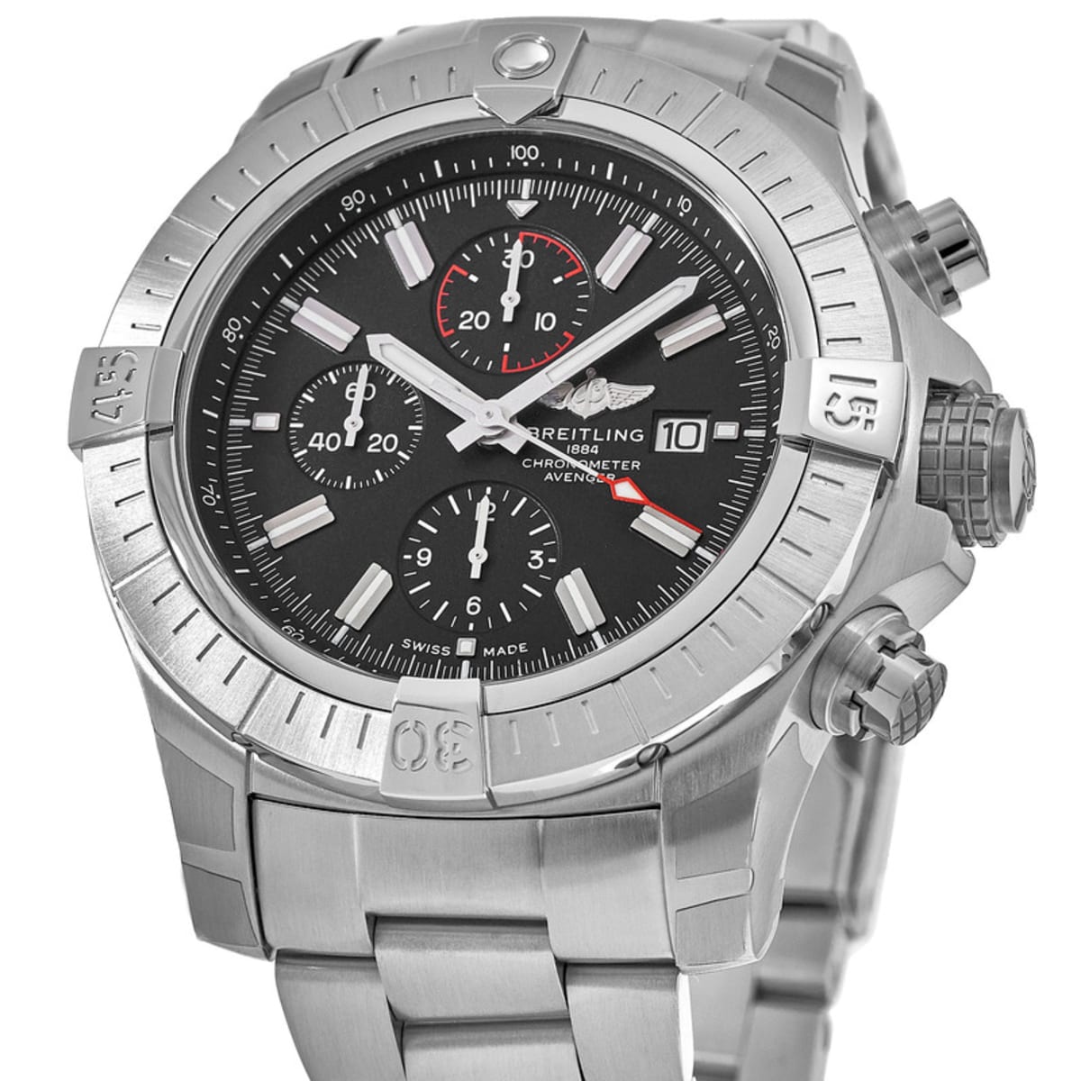  Shop Authentic Breitling Super Avenger Chronograph 48 Black Dial Silver Steel Strap Watch for Men - A13375101B1A1 - Luxxuri
