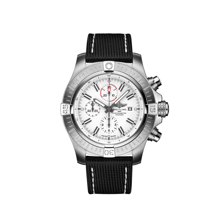  Shop Authentic Breitling Super Avenger Chronograph 48 White Dial Black Nylon Strap Watch for Men - A133751A1A1X1 - Luxxuri