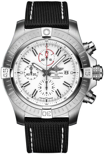  Shop Authentic Breitling Super Avenger Chronograph 48 White Dial Black Nylon Strap Watch for Men - A133751A1A1X1 - Luxxuri