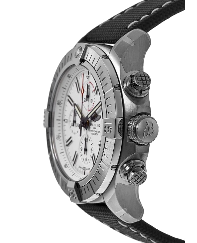  Shop Authentic Breitling Super Avenger Chronograph 48 White Dial Black Nylon Strap Watch for Men - A133751A1A1X1 - Luxxuri