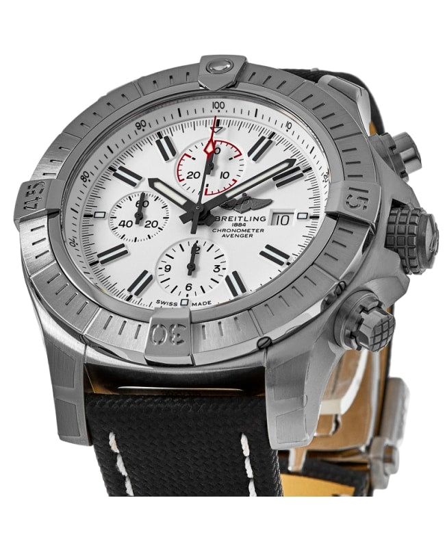  Shop Authentic Breitling Super Avenger Chronograph 48 White Dial Black Nylon Strap Watch for Men - A133751A1A1X1 - Luxxuri