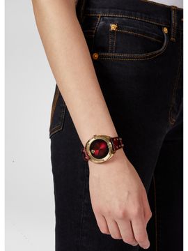  Shop Authentic Versace Shadov Quartz Red Dial Red Leather Strap Watch for Women - VEBM00918 - Luxxuri