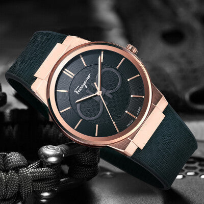  Shop Authentic Salvatore Ferragamo Sapphire Black Dial Black Silicone Strap Watch for Men - SFHP00420 - Luxxuri