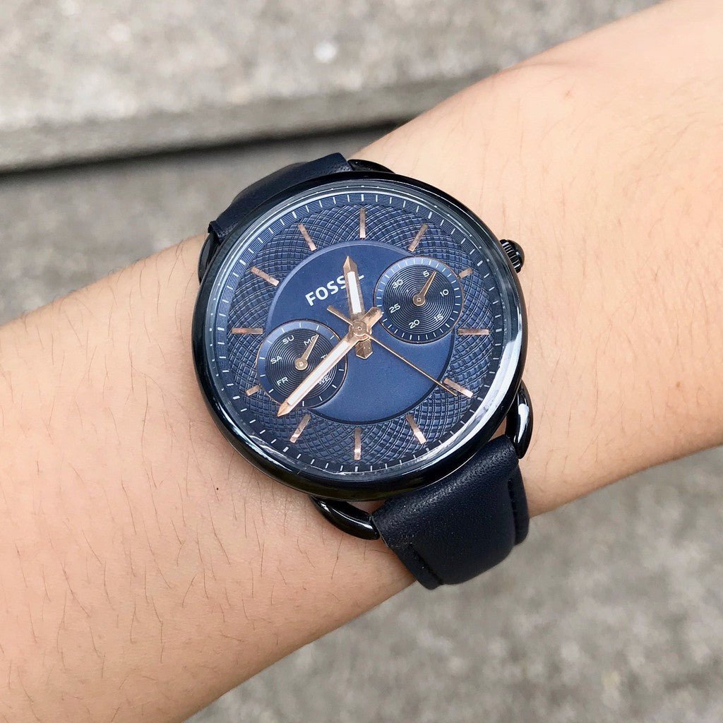  Shop Authentic Fossil Tailor Blue Dial Blue Leather Strap Watch for Women - ES4092 - Luxxuri