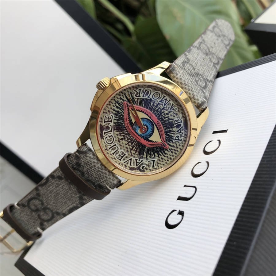  Shop Authentic Gucci G Timeless Eye Beige Dial Beige Leather Strap Watch For Men - YA1264022 - Luxxuri
