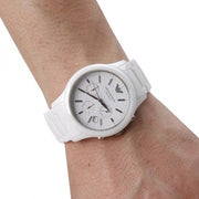  Shop Authentic Emporio Armani Ceramica Chronograph White Dial White Strap Watch For Men - AR1453 - Luxxuri