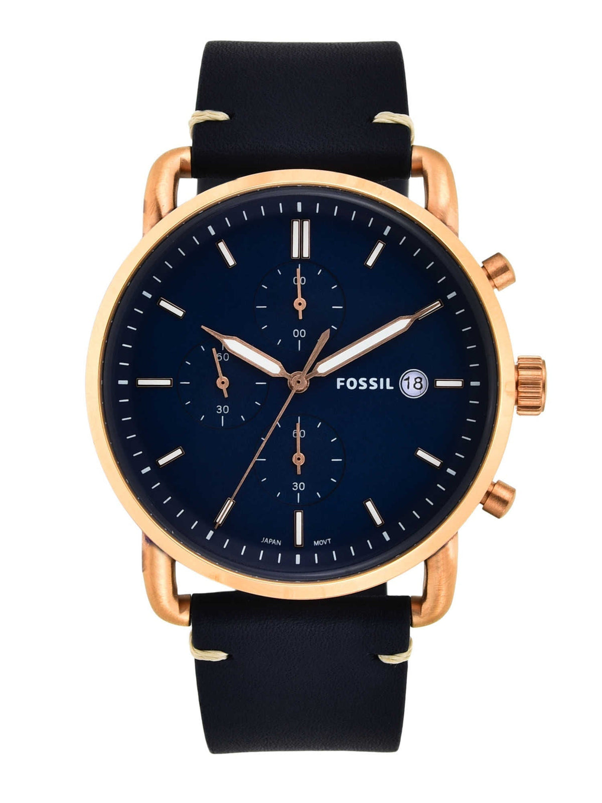  Shop Authentic Fossil The Commuter Blue Dial Blue Leather Strap Watch for Men - FS5404 - Luxxuri