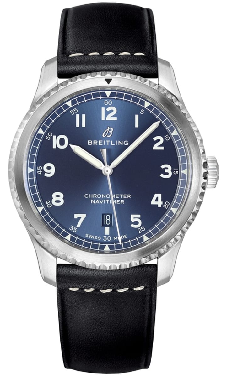  Shop Authentic Breitling Navitimer 8 Automatic 41mm Blue Dial Black Leather Strap Mens Watch - A1731410 - Luxxuri