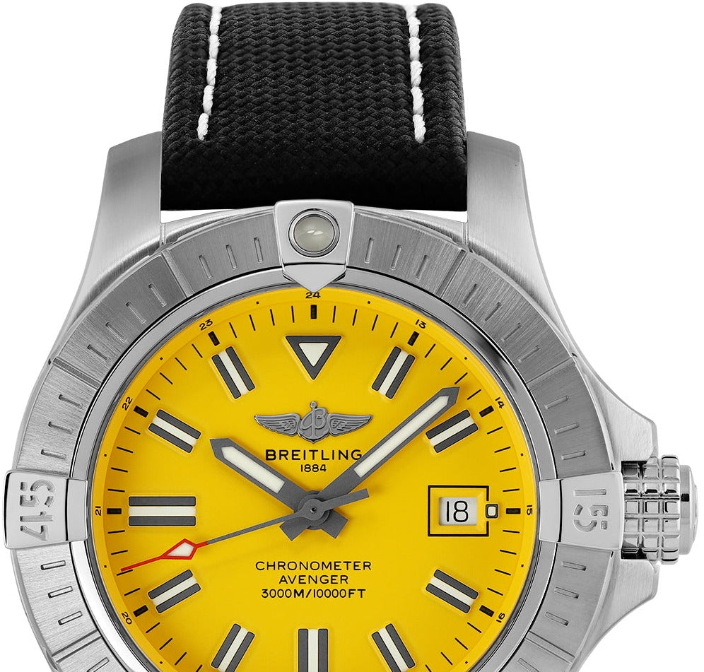  Shop Authentic Breitling Avenger Automatic 45 Seawolf Yellow Dial Black Nylon Strap Watch for Men - A17319101I1X1 - Luxxuri
