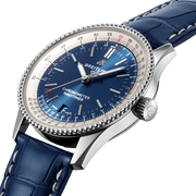  Shop Authentic Breitling Navitimer Automatic 38mm Blue Dial Blue Leather Strap Mens Watch - A17325211C1P1 - Luxxuri