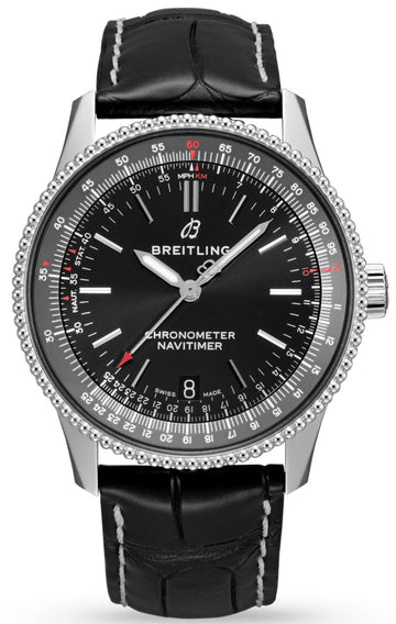  Shop Authentic Breitling Navitimer Automatic 38mm Black Dial Black Leather Strap Mens Watch - A17325241B1P1 - Luxxuri