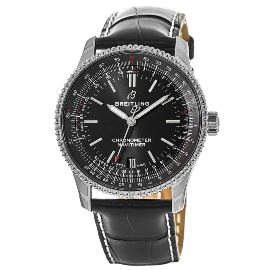  Shop Authentic Breitling Navitimer Automatic 38mm Black Dial Black Leather Strap Mens Watch - A17325241B1P1 - Luxxuri