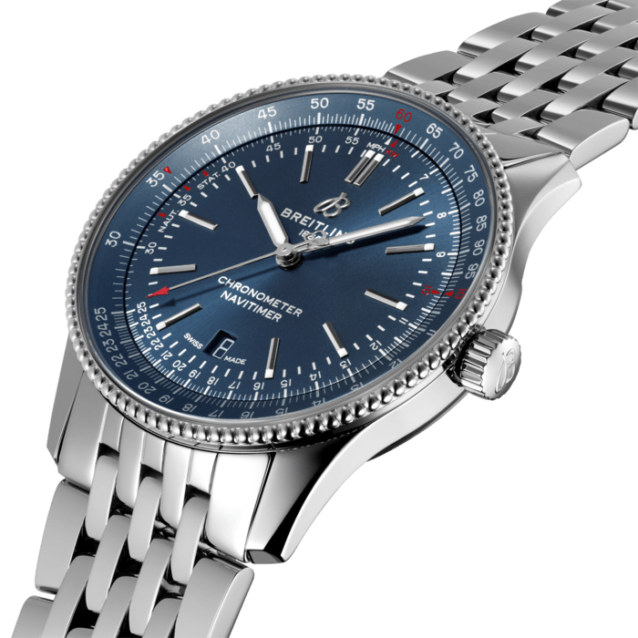  Shop Authentic Breitling Navitimer Automatic 41mm Blue Dial Silver Steel Strap Watch for Men - A17326161C1A1 - Luxxuri
